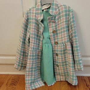 The Beaufort Bonnet Company Mint and Pink Plaid Pea Coat